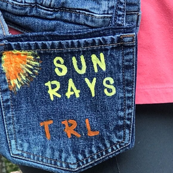 Handmade Crossbody Bag: Recycled Denim Table Rock Lake Theme Cell Phone Holder - Picture 7 of 12